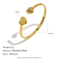 Vergoldeter Edelstahl Herzring, offen, mit Größenangaben und einem Gewicht von 0,7 g - Doppelherz Offener Ring / Gold