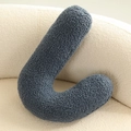 Dark gray plush S-shaped floral throw pillow on a white fuzzy sofa for home decor - 40*35cm/0.33kg / J Fog Blue
