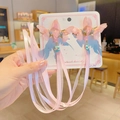 Pink butterfly hair clips with long tassel ribbons for girls, elegant handmade hair accessory - Best Seller / Double Pink Butterfly Style (X424)