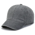 Berretto da baseball vintage in cotone lavato grigio scuro con visiera corta e top morbido - Regolabile / Grigio