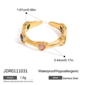 Golden stainless steel heart ring for women with dimensions and weight 1.6g specs - Colorful Heart Gemstone Style (JDR0111031)