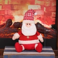 Bambola Babbo Natale in maglia rossa con cappello a fiocchi e bottone in legno, 30cm - Babbo Natale in Maglia Rossa e Bianca Seduto Piccolo (30cm)