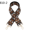 Close-up of ethnic style jacquard guitar bag strap with gold hardware and floral pattern - B10-2/Gold