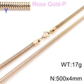500x4mm rose gold plated 18k snake chain necklace with lobster clasp weighing 17g - Rose Gold 4mmx500mm(KN203798-Z)