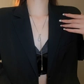 Collar en Y plateado con colgante de gota y cristales pavimentados para mujer - Estilo de Pavé de Gota de Agua (19#)