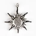 Retro copper starburst pendant with white zircons and vintage black silver finish - L24 White Gold Plated 1Pc