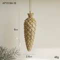 Pigna dorata decorativa per albero di Natale con glitter e cordino di sospensione, h 9cm - Pigna Alta
