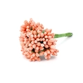 DIY coral pink and frosted white artificial flower stamen with green floral tape stem - Large Bag / Peach