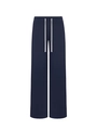 Navy blue low waist straight-leg sports sweatpants with white drawstring detail - L / Navy Blue