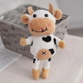 Portachiavi peluche mucca bianco e marrone con macchie nere per zaini e borse carino - Mucca Cross - Nero / Stile catena a sfere