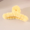 Large plush shark hair claw clip in bright yellow faux fur for autumn and winter - Light Yellow