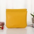 Mini bright yellow PU leather makeup pouch with automatic snap closure for lipsticks - Yellow