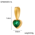 Green heart-shaped zircon pendant with gold frame, size 1.4cm x 0.6cm, DIY jewelry accessory - Heart - Emerald Green