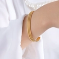 Minimalist double-row gold braided texture open bangle with an elegant cuff design - Z282 - Double Row Style / Gold - Double Row Braided