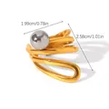 Irregular wave gold layered stainless steel ring with dark grey pearl accent 6.0g - R30362-Gold Multilayer Wrap Pearl