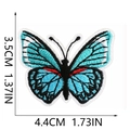 Detailed view of blue butterfly embroidery patch with dimensions 3.5cm x 4.4cm - Blue Black Red Butterfly (C19HD-075-32)