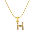 Gold stainless steel necklace featuring a letter H pendant set with sparkling crystals - Gold Letter H (S-P148-H)