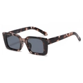 Gafas de sol rectangulares clásicas de carey con lentes de color gris oscuro retro - Montura Patrón Tofu Negro Lente Gris