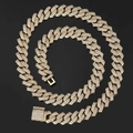 Collana cubana dorata hip hop con pietre di zirconi incastonate per gioielli uomo - 14mm / 40CM / Oro