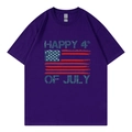 T-shirt violet foncé à manches courtes avec imprimé vintage drapeau US - XS / Hauts / Violet