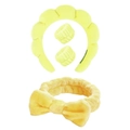3-piece yellow plush spa headband and wristband set for face washing and skincare - Yellow Series Set (8#) / Set of 4