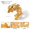 Polished 18K gold plated stainless steel open bangle with overlapping floral patterns - 5-Petal Flower Style (BS-J5551G) / Gold