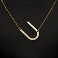 Elegant gold initial U letter pendant necklace on a refined stainless steel chain - Gold U