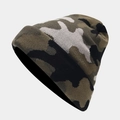 Gorro de punto jacquard de camuflaje para hombre y mujer con dobladillo cálido de invierno - Talla única / Caqui Camuflaje