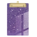 Glitter purple acrylic clipboard with a premium polished gold metal flat clip for writing - Glitter - Purple