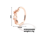Elegant rose gold leaf ring featuring sparkling zircons and a minimalist open design - Rose Gold With Clear Zirconia