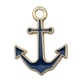 Golden alloy nautical anchor pendant with navy blue enamel finish for DIY jewelry making - 1Pc Blue Anchor (18x14mm)