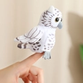 Plush snowy owl finger puppet toy with soft white fur and realistic spotted feather details - Owl