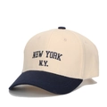 Kids vintage baseball cap in beige and navy featuring New York embroidery detail - Off-White/Navy Blue