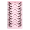 Natural long black half-length false eyelashes, model Y1008, 10 pairs in a pink tray - Glamorous Thick Style (Y1008)