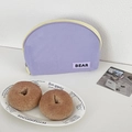 Borsa da trucco semicircolare in rete lilla e gialla con toppa bear e cerniera - Semicerchio Stile / Viola Chiaro