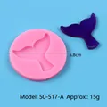Pink silicone mermaid tail mold for cake decorating with a 5.8cm purple resin sample - 50-517-A (5.8cm/15g) / Pink