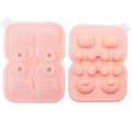 Rosa Silikon-Eiswürfelform mit 4 Bärenformen und zertifiziertem BPA-freiem Material - 4-Kammer Bär (Pfirsichrosa)
