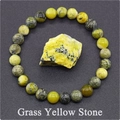 Natural Grass Yellow Stone beaded bracelet with matching raw mineral stone - Yellow Turquoise