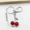 Red cherry pearl pendant keychain for bags with 8.1cm total length measurement - Glossy Red Cherry