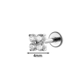 Silver titanium flower stud piercing with clear zircons and 4mm width measurement - Silver Large 4mm Push-in Pin