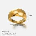 Anello a cupola in acciaio inossidabile dorato lucido con altezza 10mm e finitura - US5 / Oro