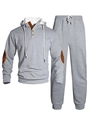 Detail of grey waffle knit tracksuit showing textured fabric and brown button placket - S / Light Gray