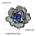 Spilla a fiore vintage in lega con strass blu scuro e dettagli di petali rigati - Blu scuro
