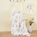 Cotton nursing cover with rainbow print and adjustable D-ring strap for breastfeeding - White Rainbow with Metal Buckle