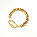 Bracciale cubano dorato lucido con robusta chiusura a moschettone in acciaio inossidabile - Bracciale interamente in oro