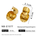 Golden stainless steel twisted double layer round stud earrings with metallic spheres - Double Layer Geometric Style (NB-E1577) / 18K Gold / Gold