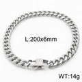 Silver Cuban link chain bracelet 200x6mm with folding clasp, 14g minimalist wrist jewelry - Style A 6mm-200mm