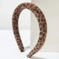 Diadema de felpa con estampado de leopardo y esponja de terciopelo estilo vintage - Café Oscuro