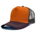Zweifarbige Trucker-Cap in Orange und Braun aus Baumwolle mit atmungsaktivem Netzrücken - Verstellbar (56-58cm) / Karamellbraun