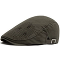 Stylish men's olive green cotton newsboy cap with 3D embroidered letters design. - Army Green